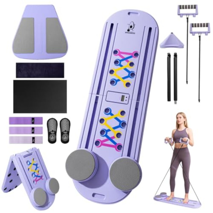 Home Gym Resistance - Foldable Pilates Reformer Board Multifunctional 10-in-1