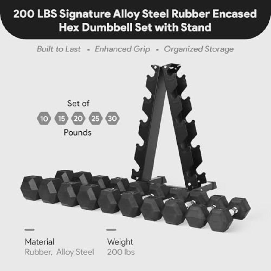 Rubber Coated Hex Dumbbell Set - Home Gym Body Solid のレビューと価格