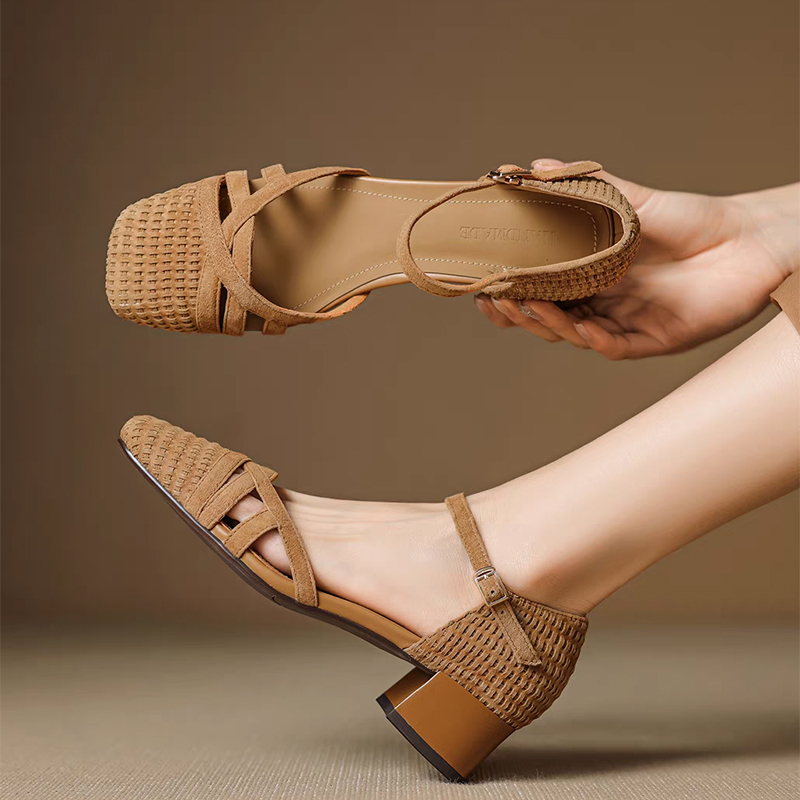 Retro Weave High Heel Sandals  - Ankle Strap Attachment のレビューと価格