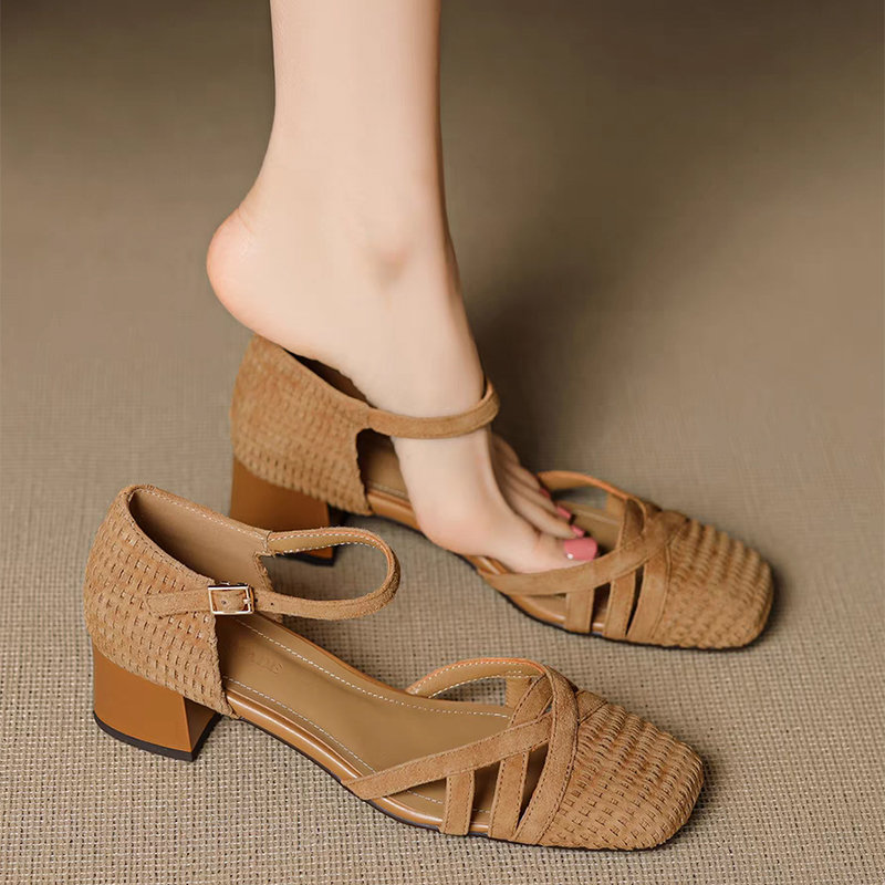 Retro Weave High Heel Sandals  - Ankle Strap Attachment のレビューと価格