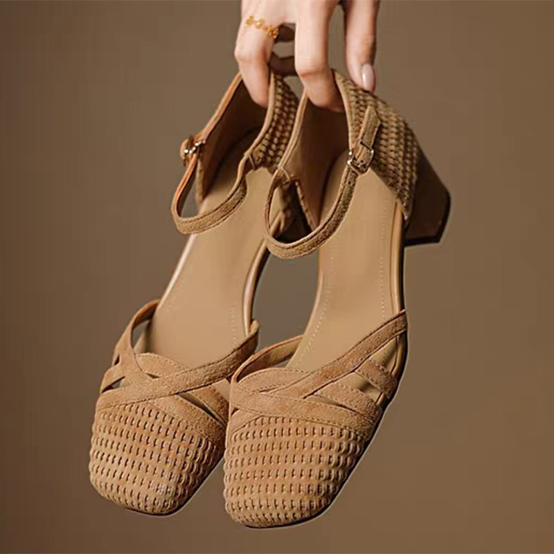 Retro Weave High Heel Sandals  - Ankle Strap Attachment のレビューと価格