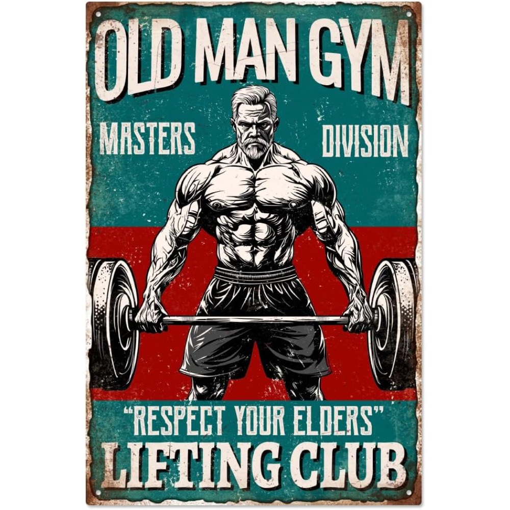 Vintage Old Man Gym Metal Tin  - Home Gym Designs のレビューと価格