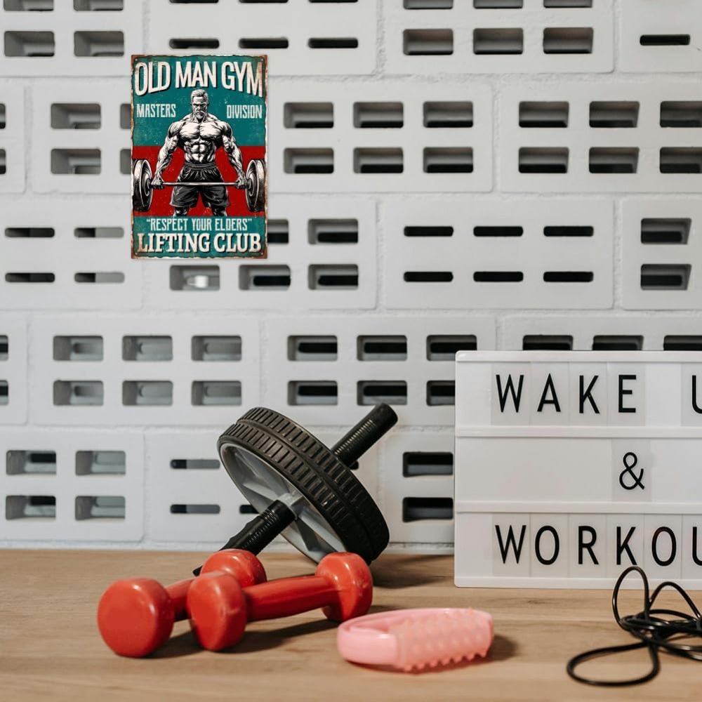 Vintage Old Man Gym Metal Tin  - Home Gym Designs のレビューと価格