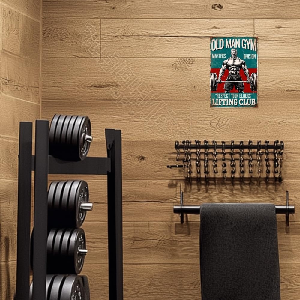 Vintage Old Man Gym Metal Tin  - Home Gym Designs のレビューと価格
